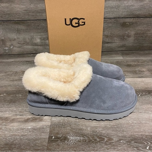 UGG | Nita Ultra Mini Shearling Suede Slipper Indoor Outdoor NEW Lighthouse Grey - Picture 1 of 8
